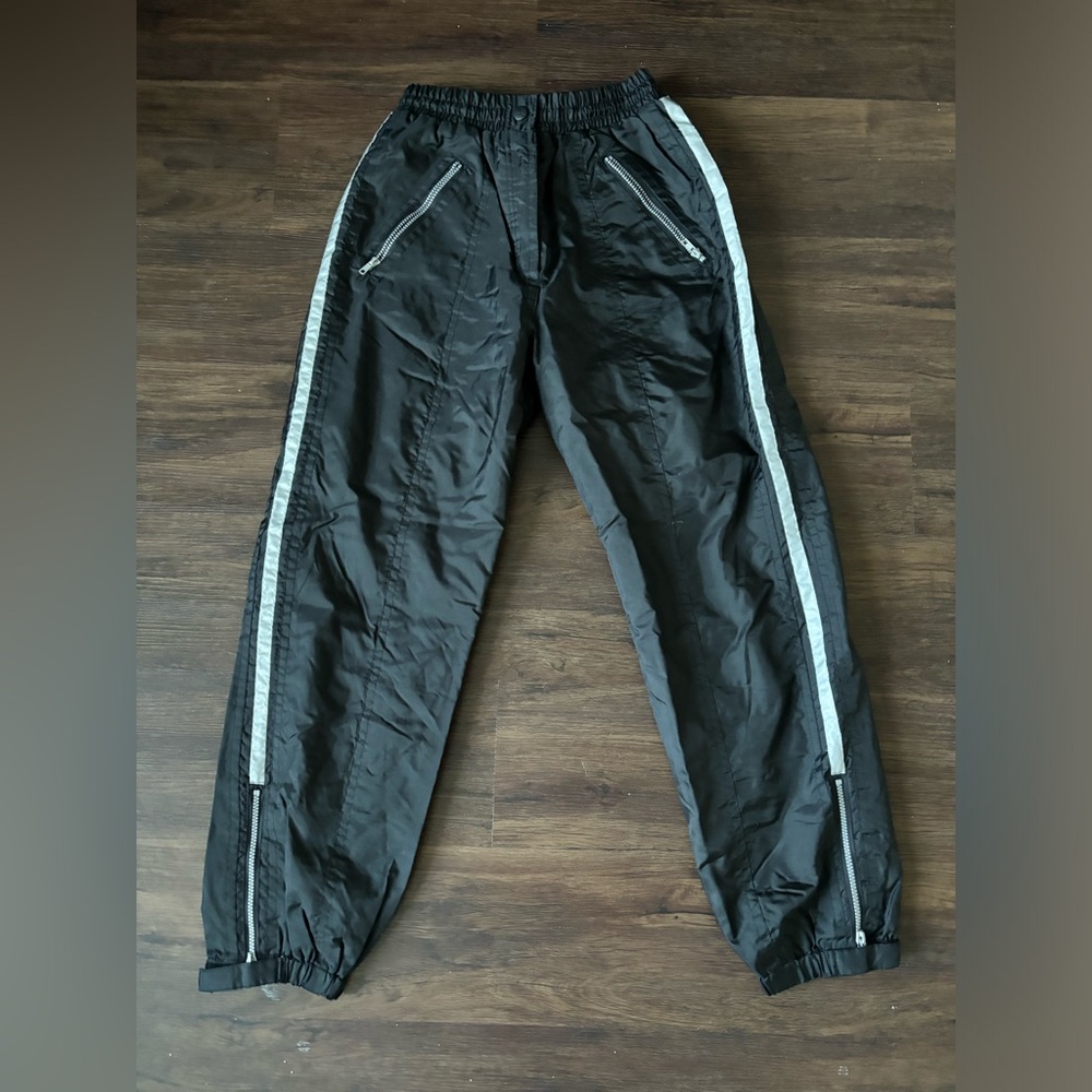 Zermatt Mens Nylon Ski Pants Size M ZTech Black and Silver Colorblock Gorpcore